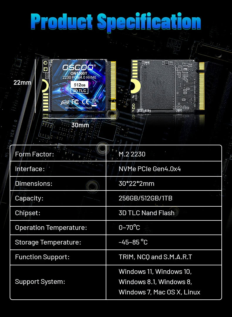 SSD-1TB-512GB-M2-NVMe-PCIe-Gen-4x4-OSYOO-M2-2230-fuumlr-Microsoft-Surface-ProX-Surface-Laptop-3-Stea-2014838-8